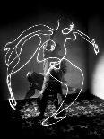 Pablo Picasso Using Flashlight to Begin Making Light Drawing in the Air-Gjon Mili-Premier Image Canvas
