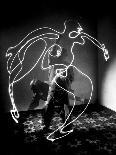 Multiple Exposure of Artist Pablo Picasso Using Flashlight to Make Light Drawing in the Air-Gjon Mili-Premium Photographic Print
