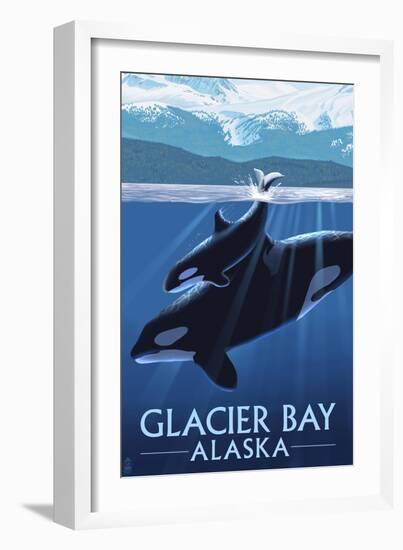 Glacier Bay, Alaska - Orca and Calf-Lantern Press-Framed Premium Giclee Print