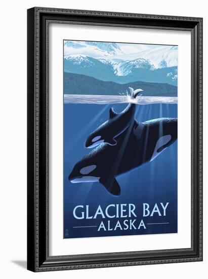 Glacier Bay, Alaska - Orca and Calf-Lantern Press-Framed Premium Giclee Print