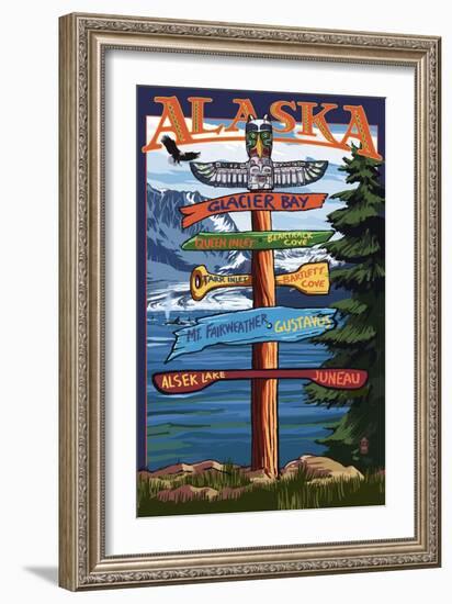 Glacier Bay, Alaska - Sign Destinations-Lantern Press-Framed Art Print