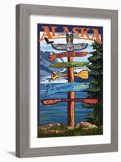 Glacier Bay, Alaska - Sign Destinations-Lantern Press-Framed Art Print