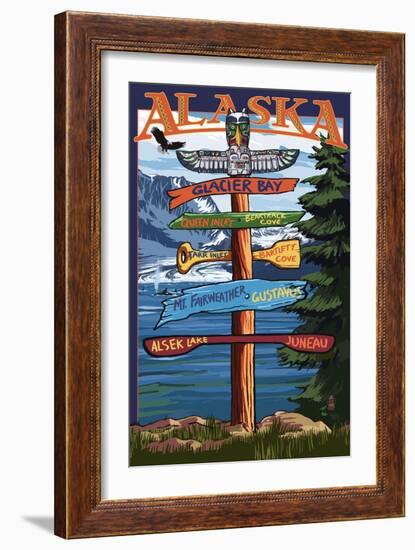 Glacier Bay, Alaska - Sign Destinations-Lantern Press-Framed Art Print