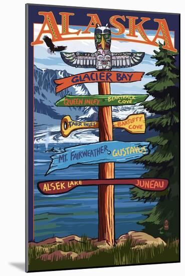 Glacier Bay, Alaska - Sign Destinations-Lantern Press-Mounted Art Print