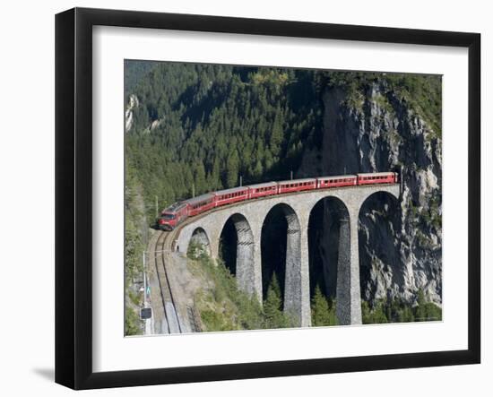 Glacier Express and Landwasser Viaduct, Filisur, Graubunden, Switzerland-Doug Pearson-Framed Photographic Print