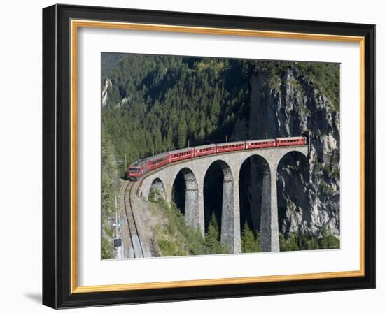 Glacier Express and Landwasser Viaduct, Filisur, Graubunden, Switzerland-Doug Pearson-Framed Photographic Print