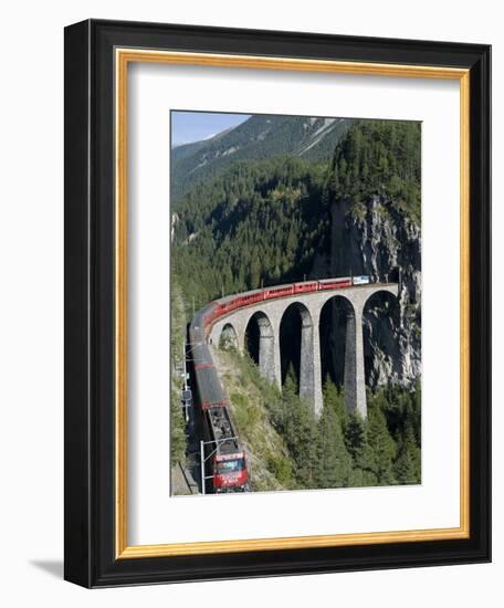 Glacier Express and Landwasser Viaduct, Filisur, Graubunden, Switzerland-Doug Pearson-Framed Premium Photographic Print