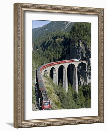 Glacier Express and Landwasser Viaduct, Filisur, Graubunden, Switzerland-Doug Pearson-Framed Photographic Print