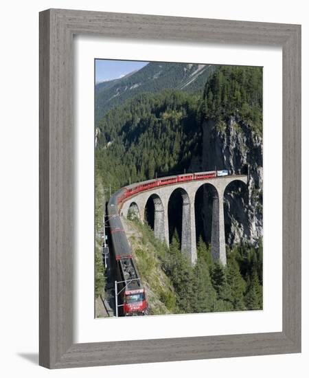 Glacier Express and Landwasser Viaduct, Filisur, Graubunden, Switzerland-Doug Pearson-Framed Photographic Print