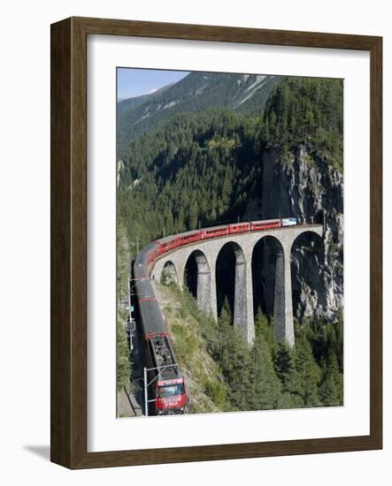 Glacier Express and Landwasser Viaduct, Filisur, Graubunden, Switzerland-Doug Pearson-Framed Photographic Print