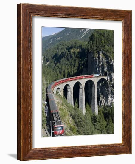 Glacier Express and Landwasser Viaduct, Filisur, Graubunden, Switzerland-Doug Pearson-Framed Photographic Print