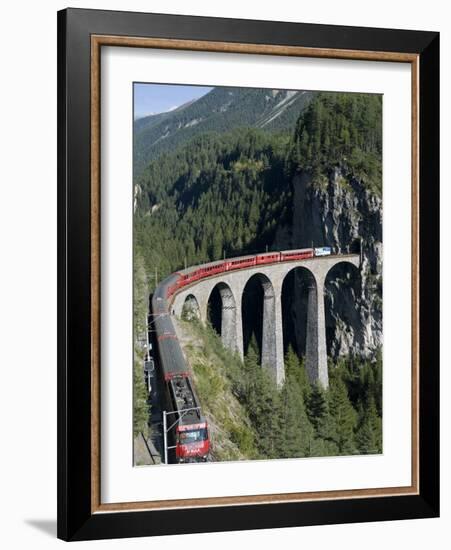 Glacier Express and Landwasser Viaduct, Filisur, Graubunden, Switzerland-Doug Pearson-Framed Photographic Print