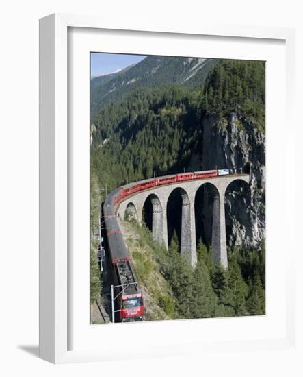 Glacier Express and Landwasser Viaduct, Filisur, Graubunden, Switzerland-Doug Pearson-Framed Photographic Print