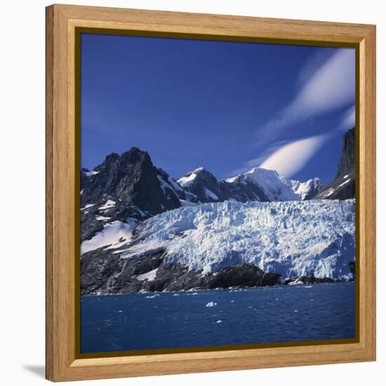 Glacier Flow Reaching the Edge of the Drygalski Fjord, South Georgia Islands, Polar Regions-Geoff Renner-Framed Premier Image Canvas