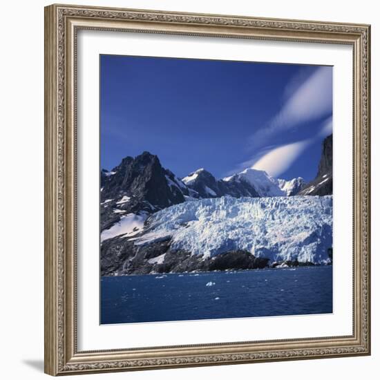 Glacier Flow Reaching the Edge of the Drygalski Fjord, South Georgia Islands, Polar Regions-Geoff Renner-Framed Photographic Print