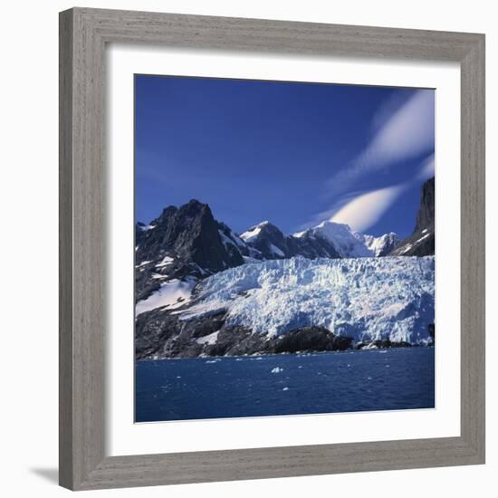 Glacier Flow Reaching the Edge of the Drygalski Fjord, South Georgia Islands, Polar Regions-Geoff Renner-Framed Photographic Print