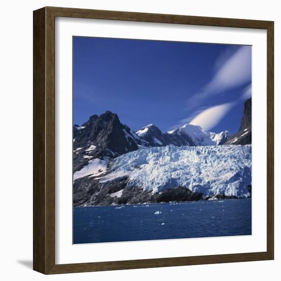 Glacier Flow Reaching the Edge of the Drygalski Fjord, South Georgia Islands, Polar Regions-Geoff Renner-Framed Photographic Print