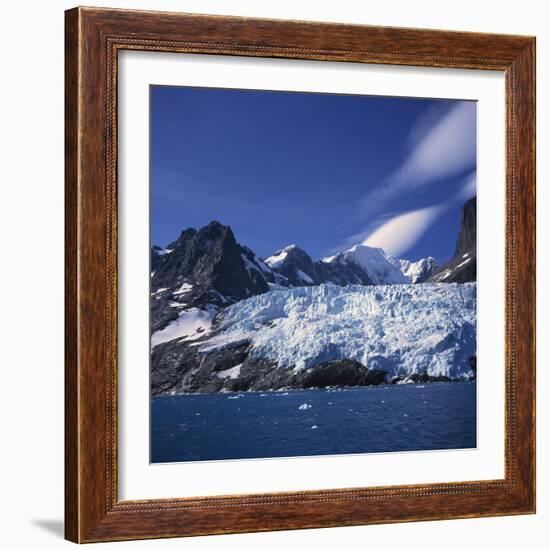 Glacier Flow Reaching the Edge of the Drygalski Fjord, South Georgia Islands, Polar Regions-Geoff Renner-Framed Photographic Print