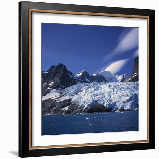 Glacier Flow Reaching the Edge of the Drygalski Fjord, South Georgia Islands, Polar Regions-Geoff Renner-Framed Photographic Print