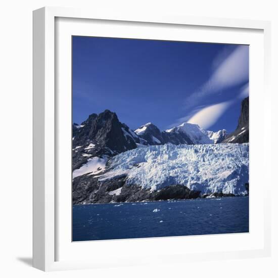 Glacier Flow Reaching the Edge of the Drygalski Fjord, South Georgia Islands, Polar Regions-Geoff Renner-Framed Photographic Print