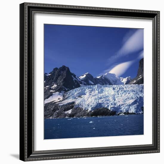 Glacier Flow Reaching the Edge of the Drygalski Fjord, South Georgia Islands, Polar Regions-Geoff Renner-Framed Photographic Print