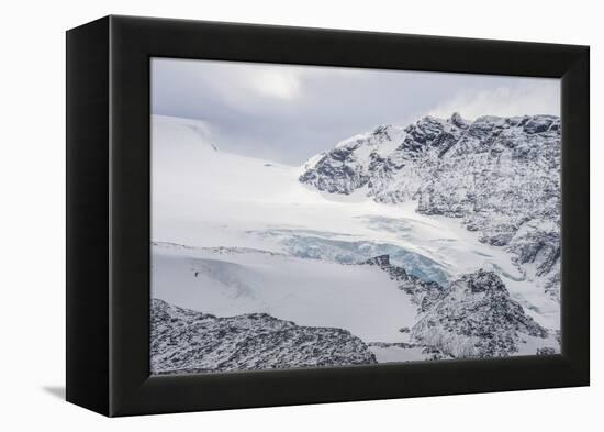 Glacier flowing down a mountain on Elephant Island, South Shetland Islands, Antarctica, Polar Regio-Michael Runkel-Framed Premier Image Canvas