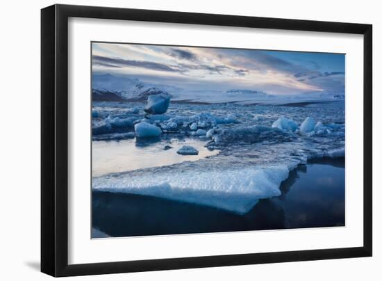 Glacier Ice Floating In The Jokulsarlon Glacier Lagoon. Vatnajokull National Park. Iceland-Oscar Dominguez-Framed Photographic Print