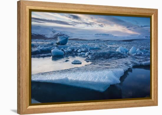 Glacier Ice Floating In The Jokulsarlon Glacier Lagoon. Vatnajokull National Park. Iceland-Oscar Dominguez-Framed Premier Image Canvas