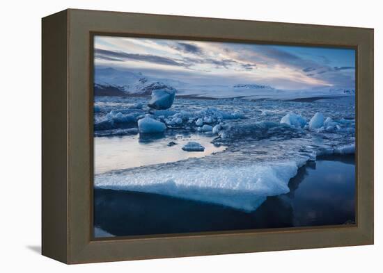 Glacier Ice Floating In The Jokulsarlon Glacier Lagoon. Vatnajokull National Park. Iceland-Oscar Dominguez-Framed Premier Image Canvas