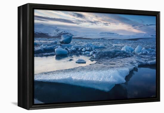 Glacier Ice Floating In The Jokulsarlon Glacier Lagoon. Vatnajokull National Park. Iceland-Oscar Dominguez-Framed Premier Image Canvas