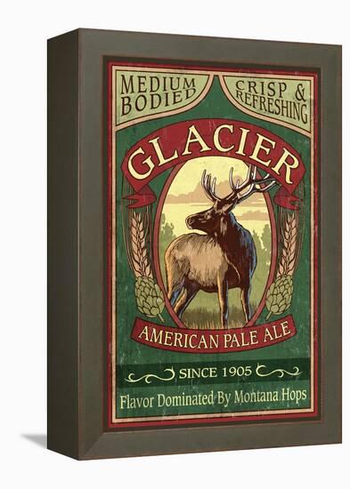 Glacier National Park - Elk Pale Ale-Lantern Press-Framed Stretched Canvas