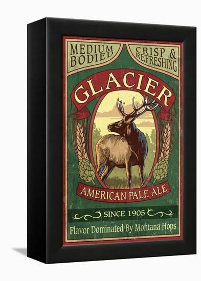 Glacier National Park - Elk Pale Ale-Lantern Press-Framed Stretched Canvas