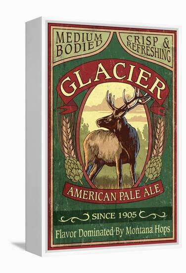 Glacier National Park - Elk Pale Ale-Lantern Press-Framed Stretched Canvas