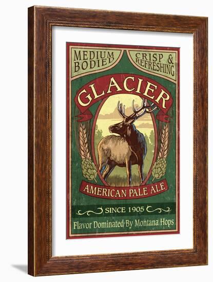 Glacier National Park - Elk Pale Ale-Lantern Press-Framed Art Print