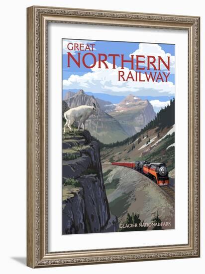 Glacier National Park, Montana - Great Northern Railway-Lantern Press-Framed Art Print