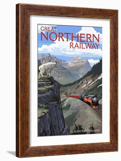 Glacier National Park, Montana - Great Northern Railway-Lantern Press-Framed Art Print