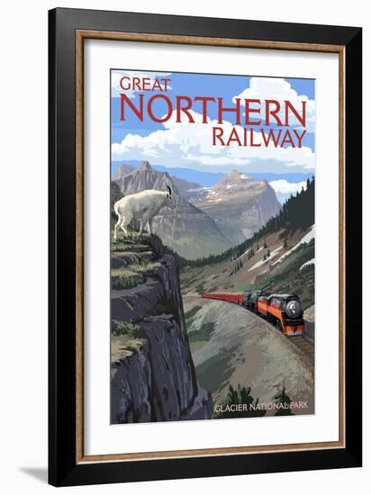 Glacier National Park, Montana - Great Northern Railway-Lantern Press-Framed Art Print