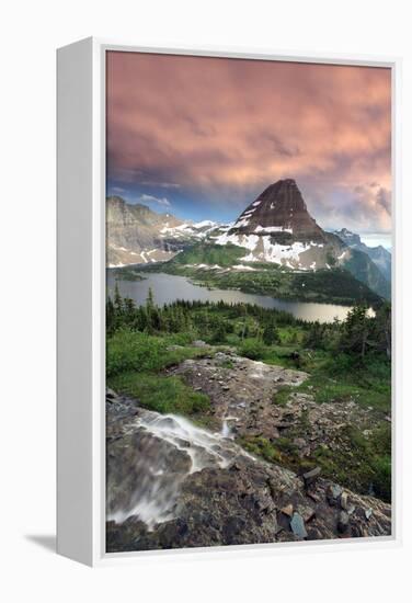 Glacier National Park, Montana - Hidden Lake and Bearhat Mountain Sunrise-Lantern Press-Framed Stretched Canvas