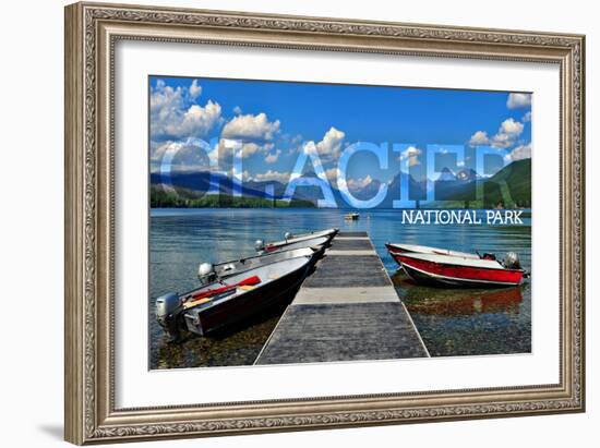 Glacier National Park, Montana - Lake McDonald Dock-Lantern Press-Framed Art Print