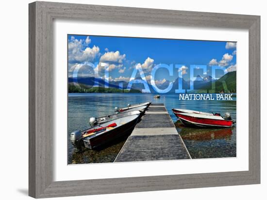 Glacier National Park, Montana - Lake McDonald Dock-Lantern Press-Framed Art Print