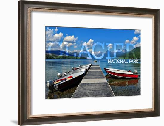 Glacier National Park, Montana - Lake McDonald Dock-Lantern Press-Framed Art Print