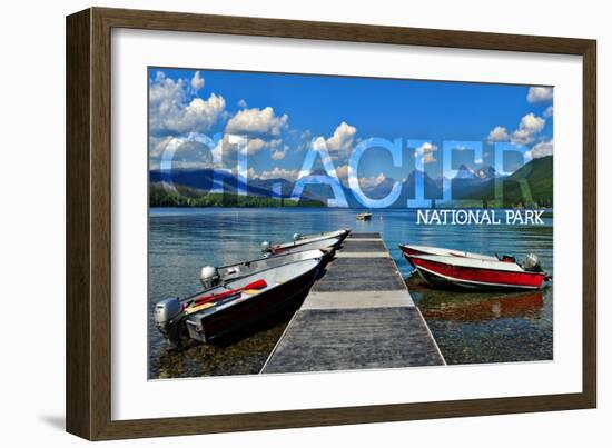 Glacier National Park, Montana - Lake McDonald Dock-Lantern Press-Framed Art Print