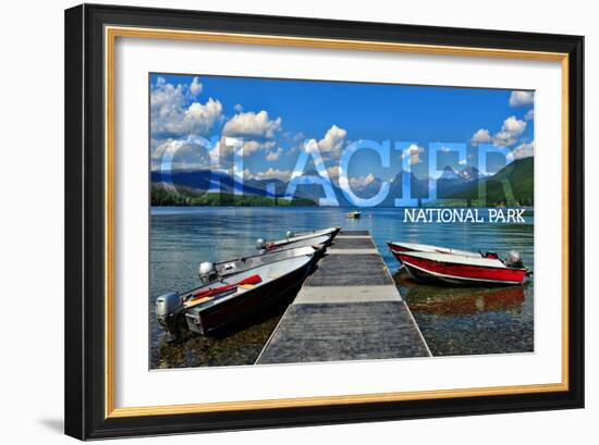 Glacier National Park, Montana - Lake McDonald Dock-Lantern Press-Framed Art Print