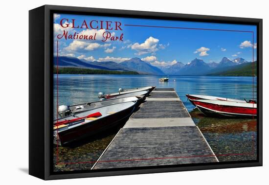 Glacier National Park, Montana - Lake McDonald Dock-Lantern Press-Framed Stretched Canvas