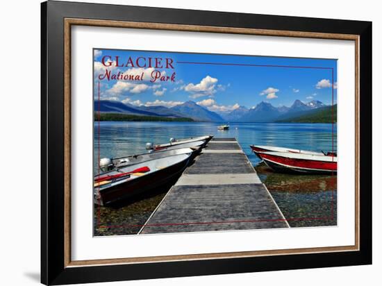 Glacier National Park, Montana - Lake McDonald Dock-Lantern Press-Framed Art Print
