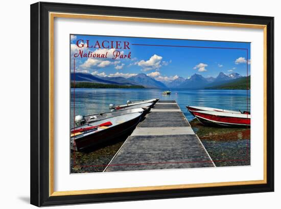 Glacier National Park, Montana - Lake McDonald Dock-Lantern Press-Framed Art Print