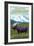 Glacier National Park, Montana - Moose and Mountain-Lantern Press-Framed Art Print