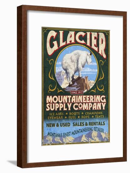 Glacier National Park, Montana - Mountain Goat-Lantern Press-Framed Art Print