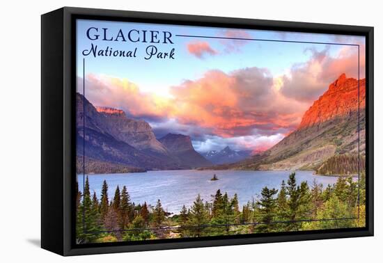 Glacier National Park, Montana - St. Mary Lake and Sunset-Lantern Press-Framed Stretched Canvas