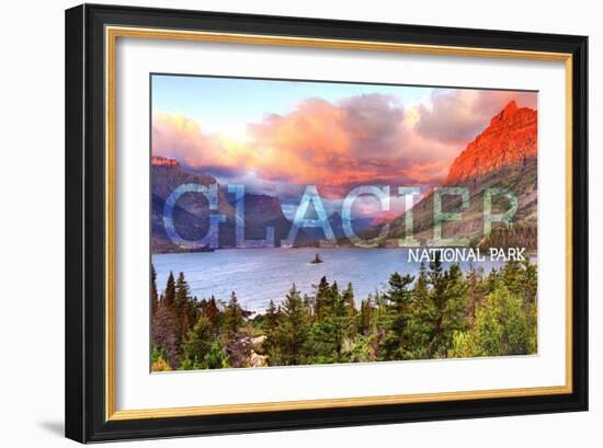 Glacier National Park, Montana - St. Mary Lake and Sunset-Lantern Press-Framed Art Print